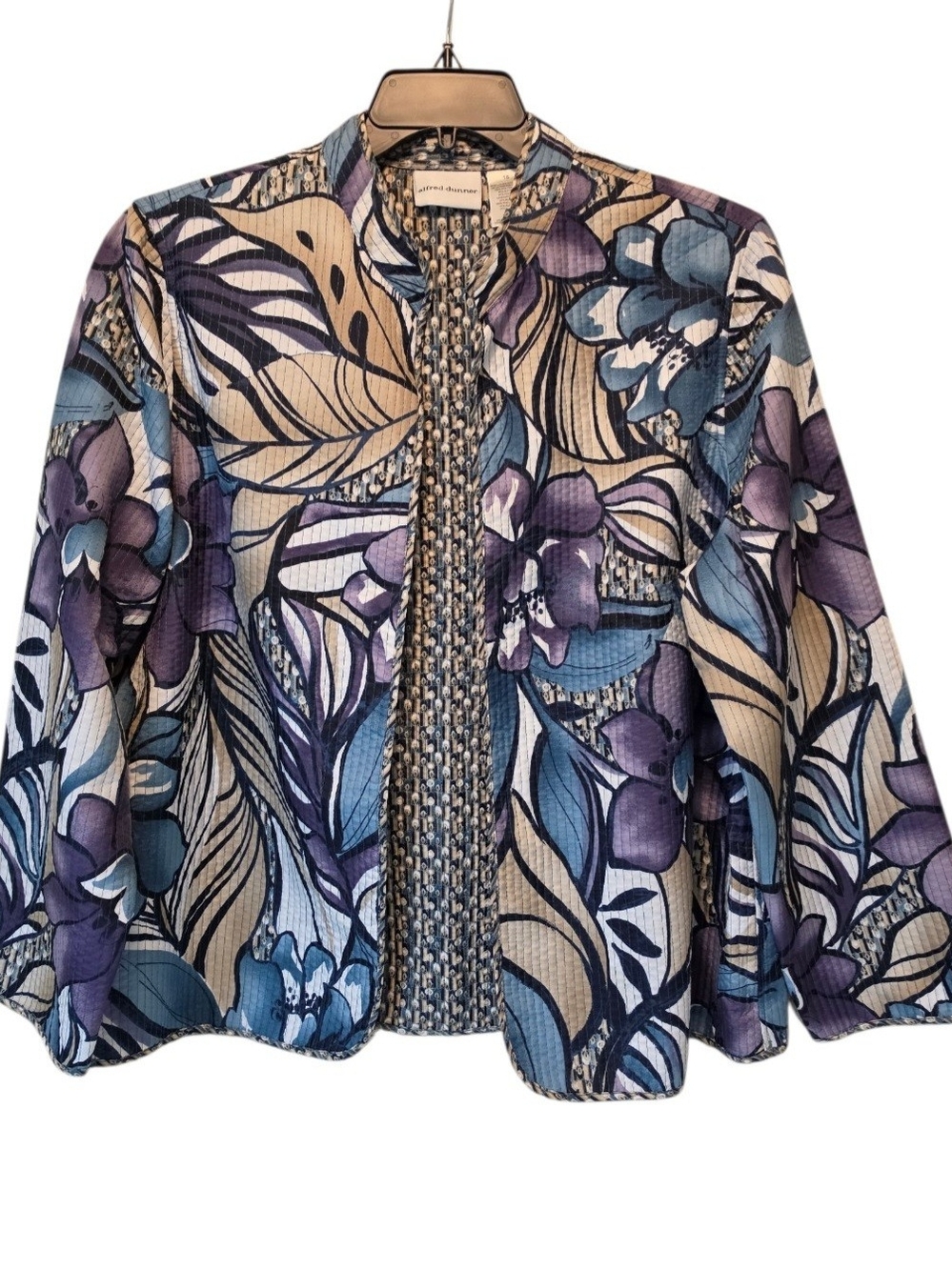 Alfred Dunner Blue, Purple & Cream Floral Blazer Size 18